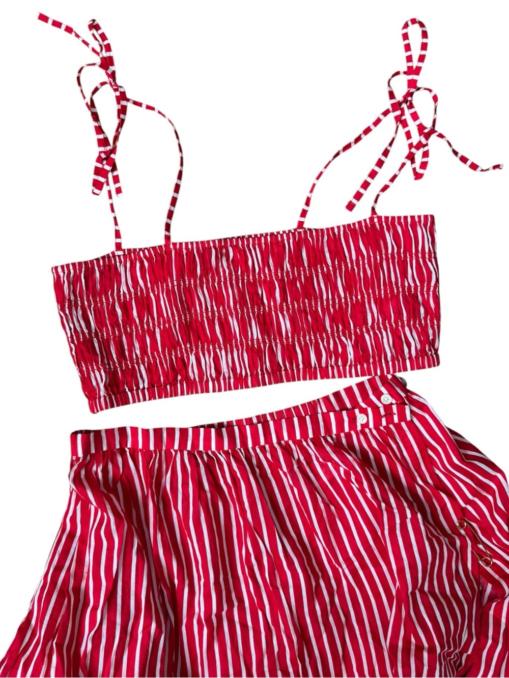 J Crew Americana Red and White Striped Two-Piece Lightweight Cotton Set - Picture 4 of 5